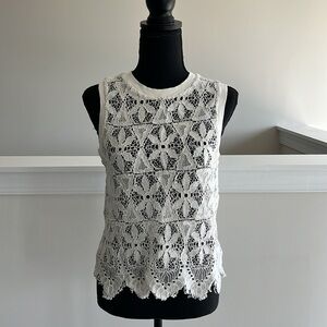 Anthropologie white crochet lace tank